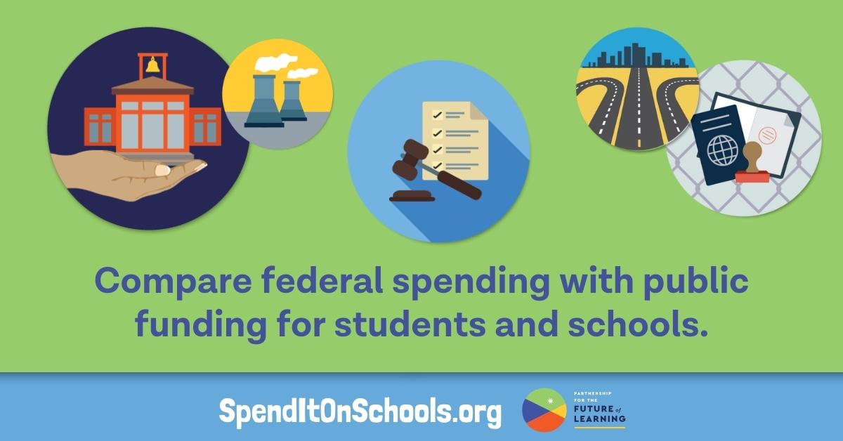 Compare federal spending with public funding for students and schools.